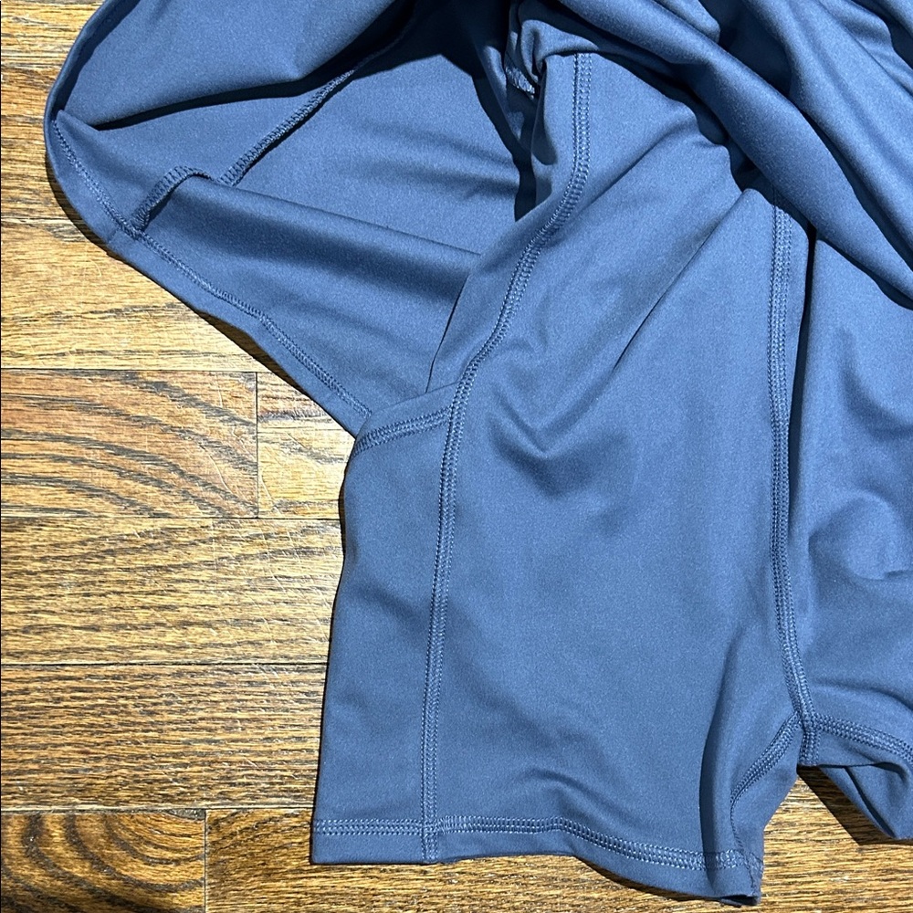 Blue Strappy Active Tank Dress : Bodysuit built in shorts & pocket - Picture 3 of 4